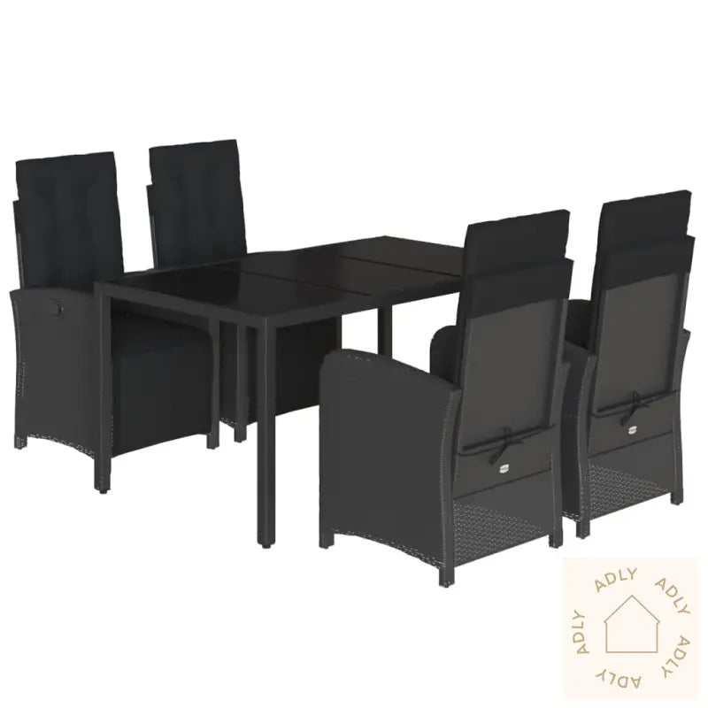 Hagespisegruppe Med Puter 5 Deler Svart Polyrotting