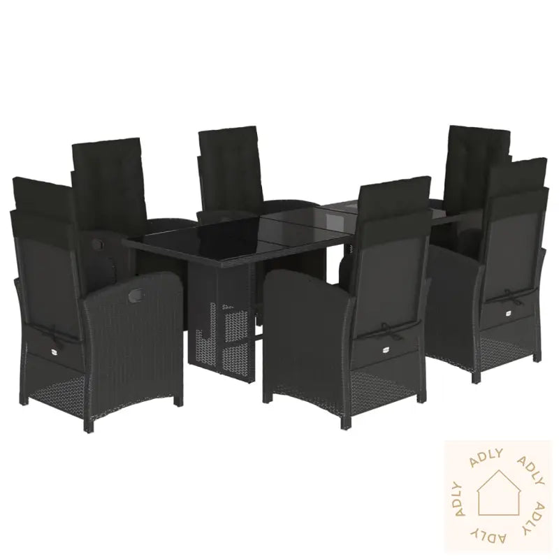 Hagespisegruppe Med Puter 7 Deler Polyrotting Svart