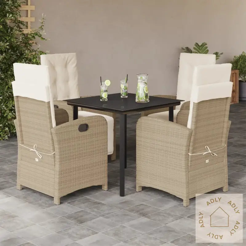 Hagespisegruppe Med Puter 5 Deler Polyrotting Beige