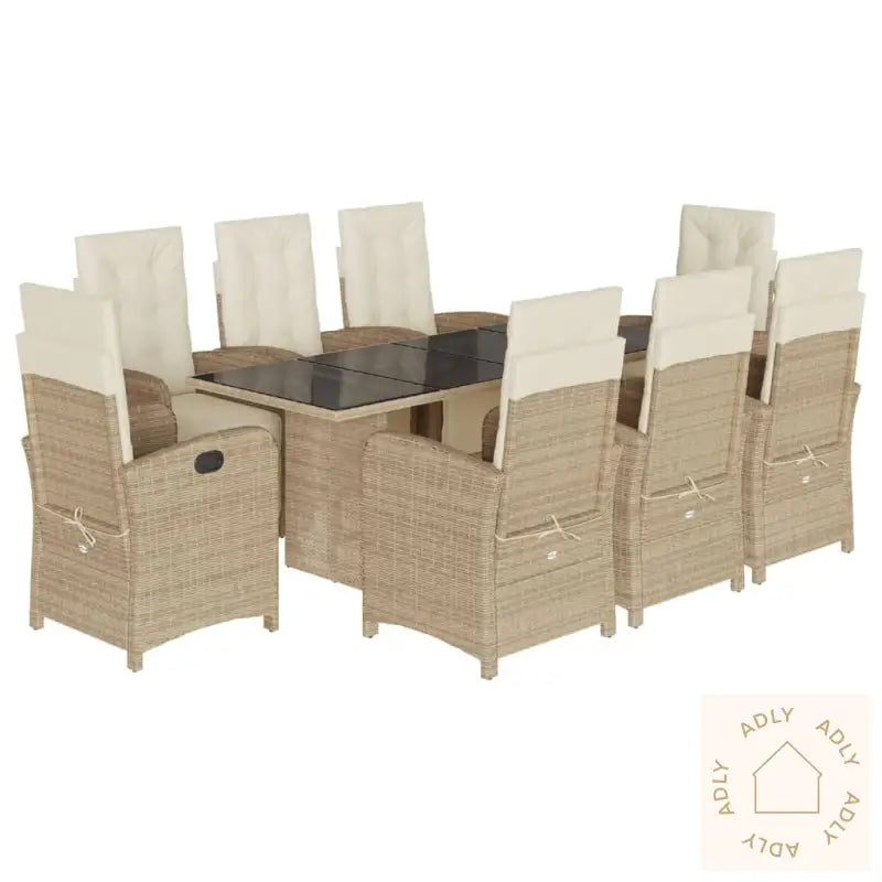 Hagespisegruppe Med Puter 9 Deler Polyrotting Beige