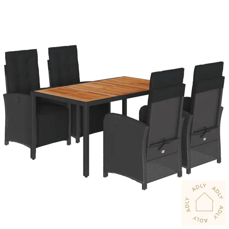 Hagespisegruppe Med Puter 5 Deler Svart Polyrotting