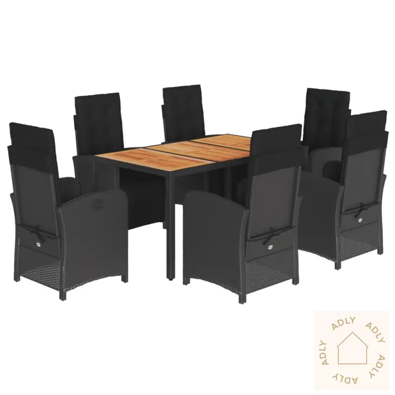 Hagespisegruppe Med Puter 7 Deler Polyrotting Svart