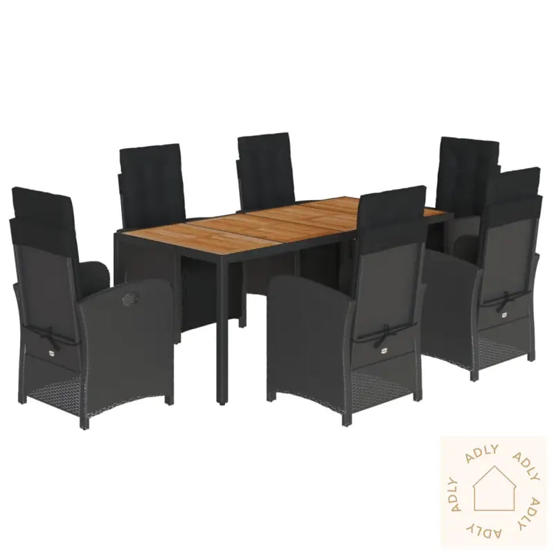 Hagespisegruppe Med Puter 7 Deler Polyrotting Svart