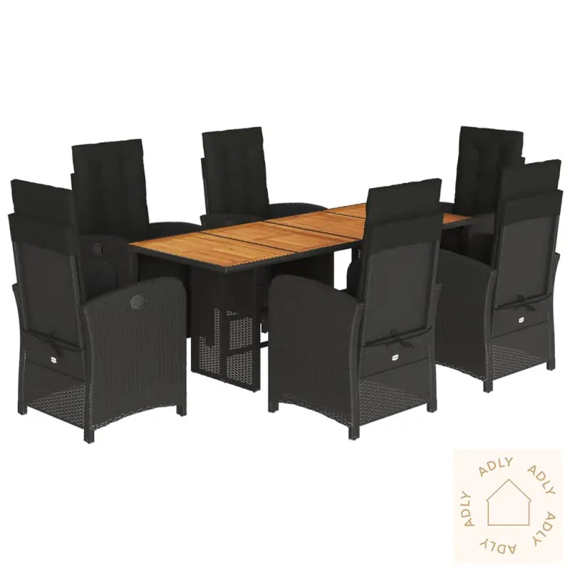 Hagespisegruppe Med Puter 7 Deler Polyrotting Svart