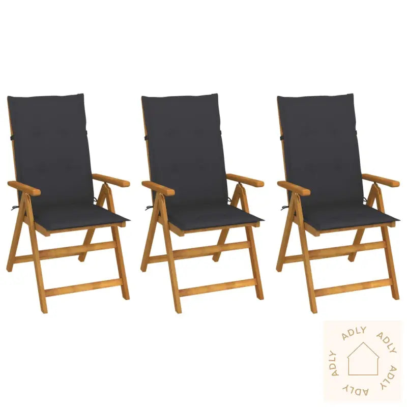 Klappstoler 3 Stk Med Puter Heltre Akasie