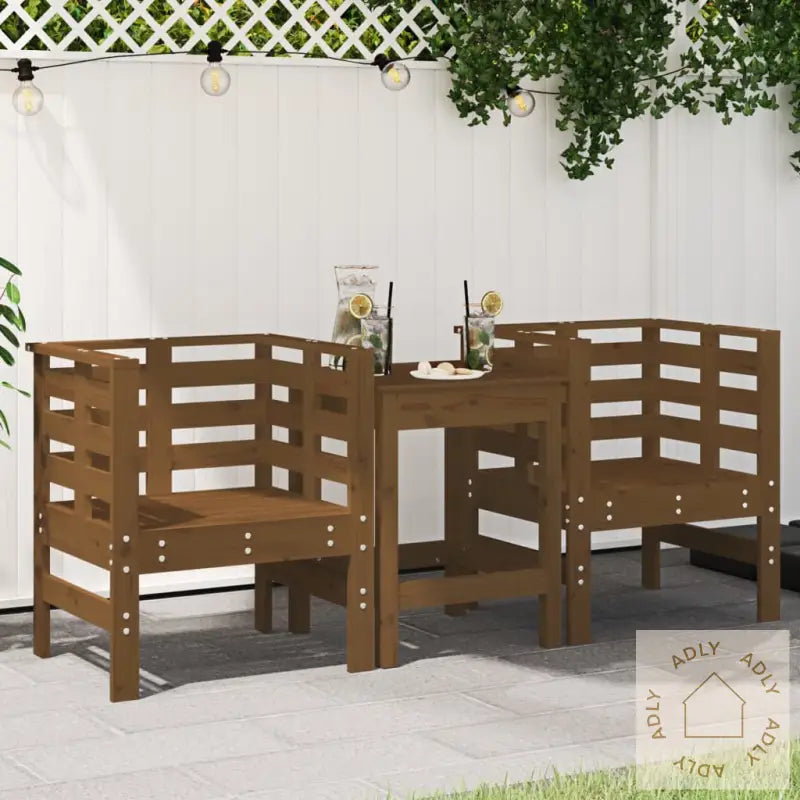 Hagestoler 2 Stk Honningbrun 61,5X53X71 Cm Heltre Furu