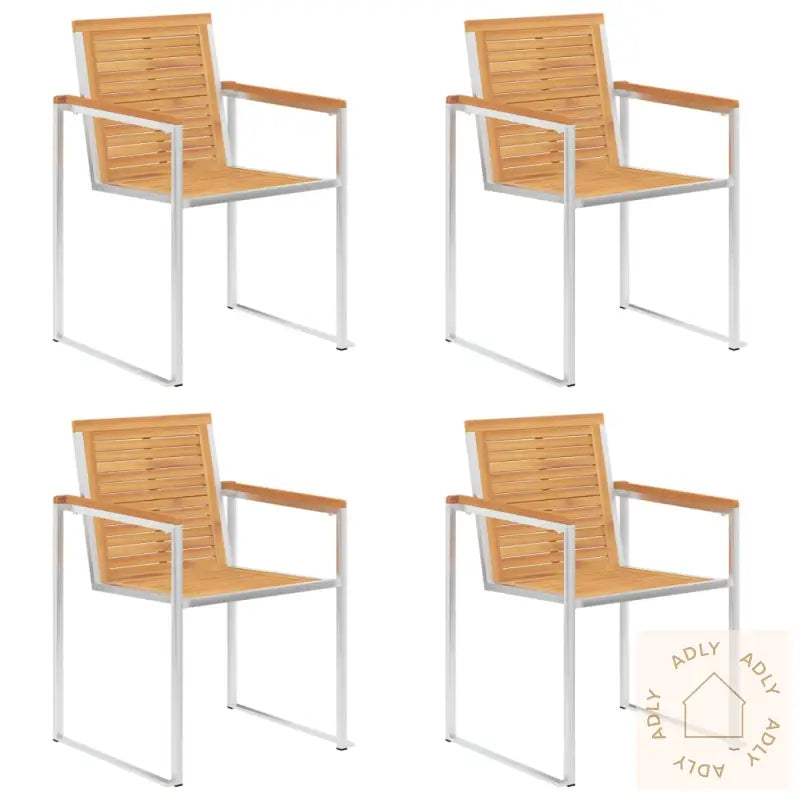 Hagestoler 4 Stk Heltre Teak Og Rustfritt Stål