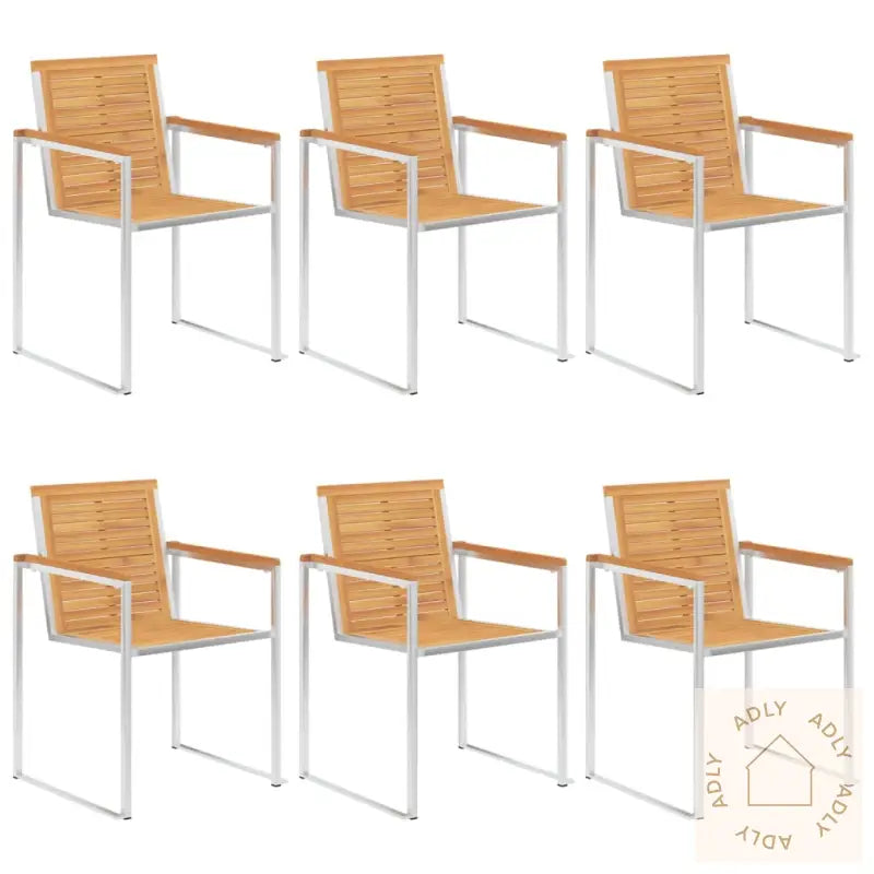 Hagestoler 6 Stk Heltre Teak Og Rustfritt Stål