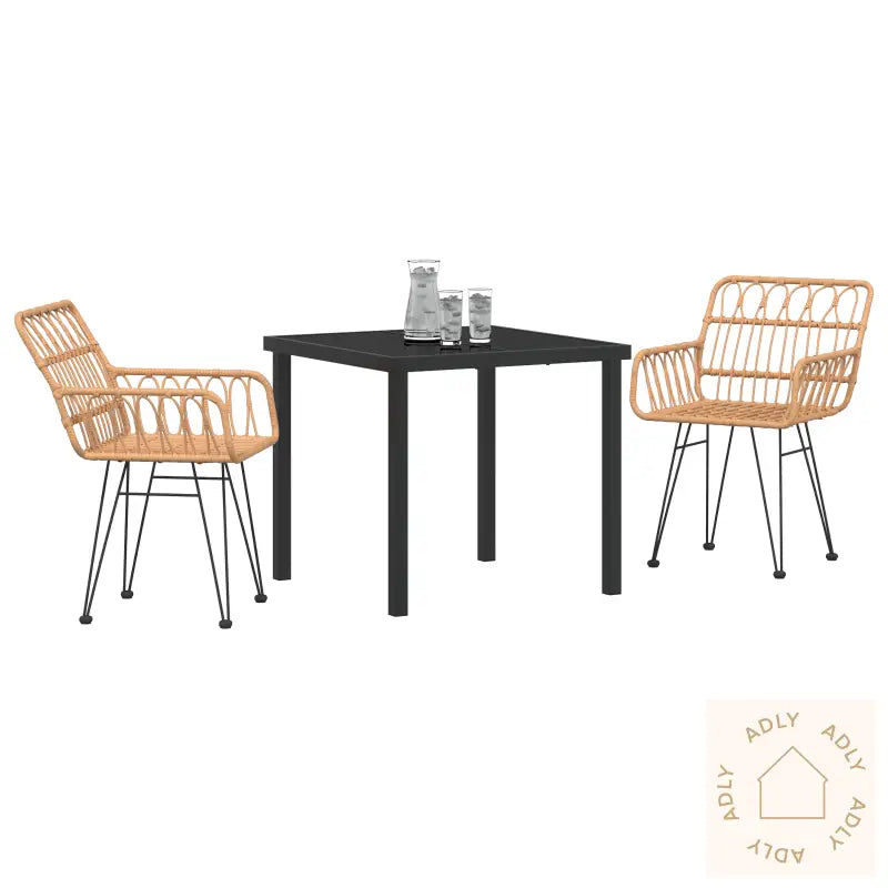 3-Delt Hage Spisesett Brunt Poly Rattan