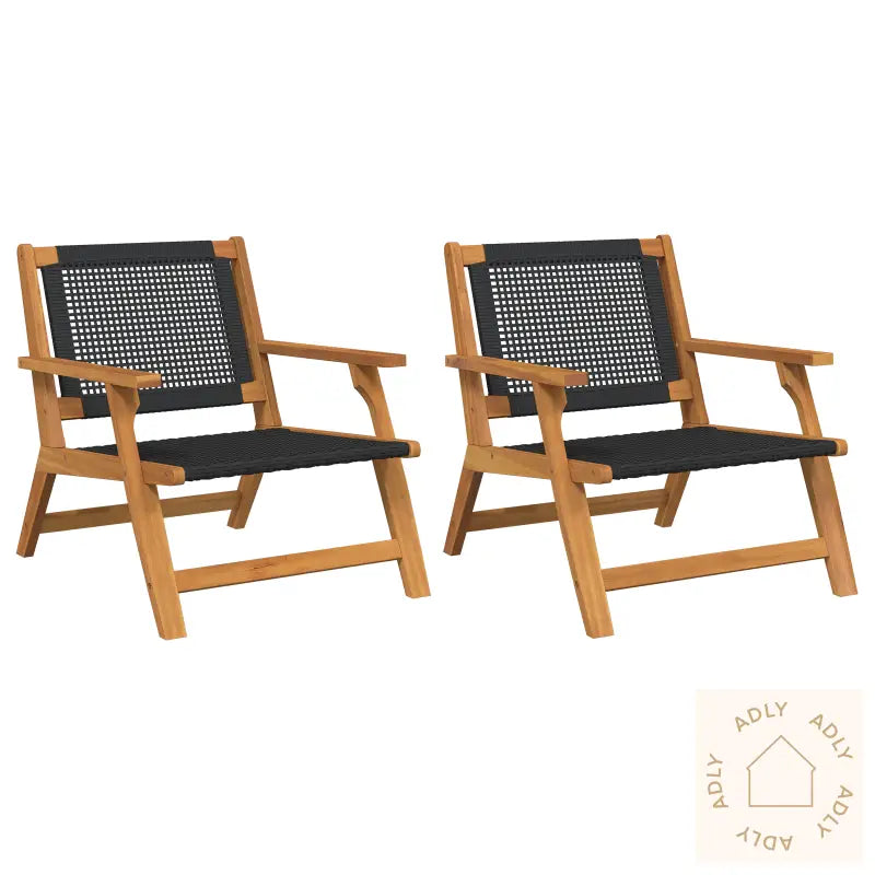 Hagemøbler 2 Stk Svart 76X67X73.5 Cm Solid Akasietre