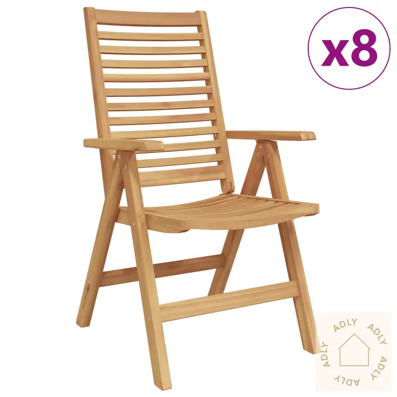 Hage Stoler Sammenleggbar 8 Pcs Solid Tre Teak