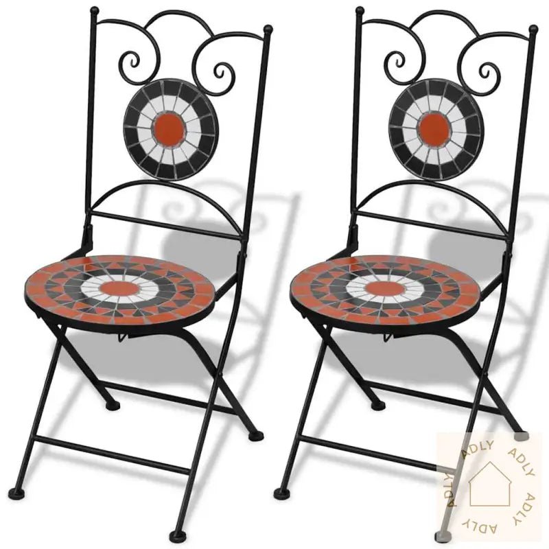 Sammenleggbare Bistrostoler 2 Stk Keramikk Terrakotta Og Hvit