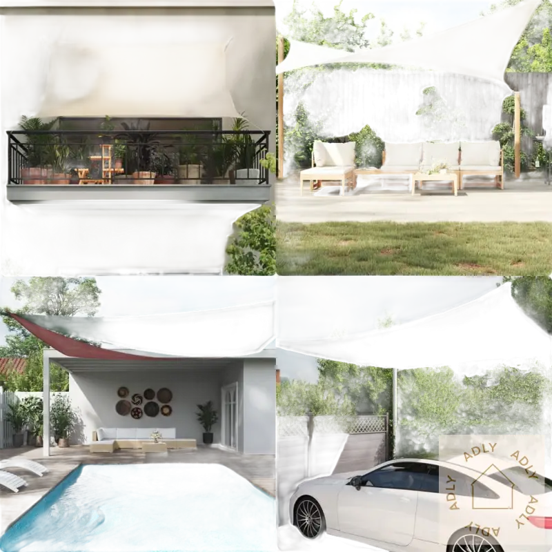 Outdoor shade sails i HDPE solseil med enkel montering til hage og terrasse