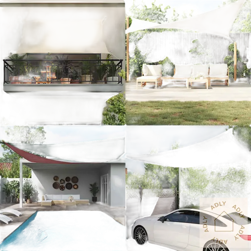 Four shade sails for HDPE solseil til hagemøbler og uteplassen, stilfullt og praktisk