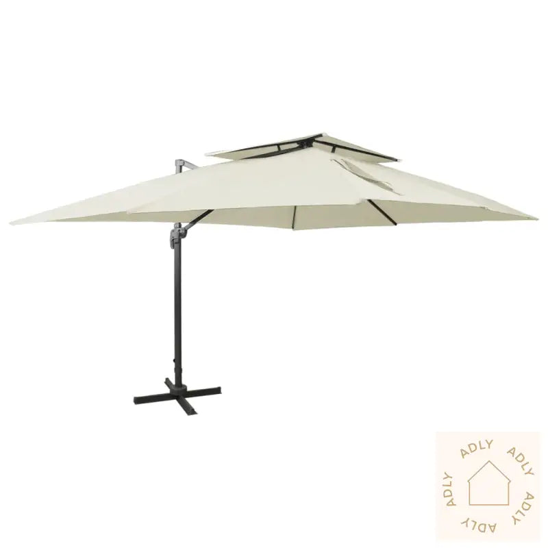 Hengende Hageparasoll Med Dobbel Topp Sand 400X300 Cm