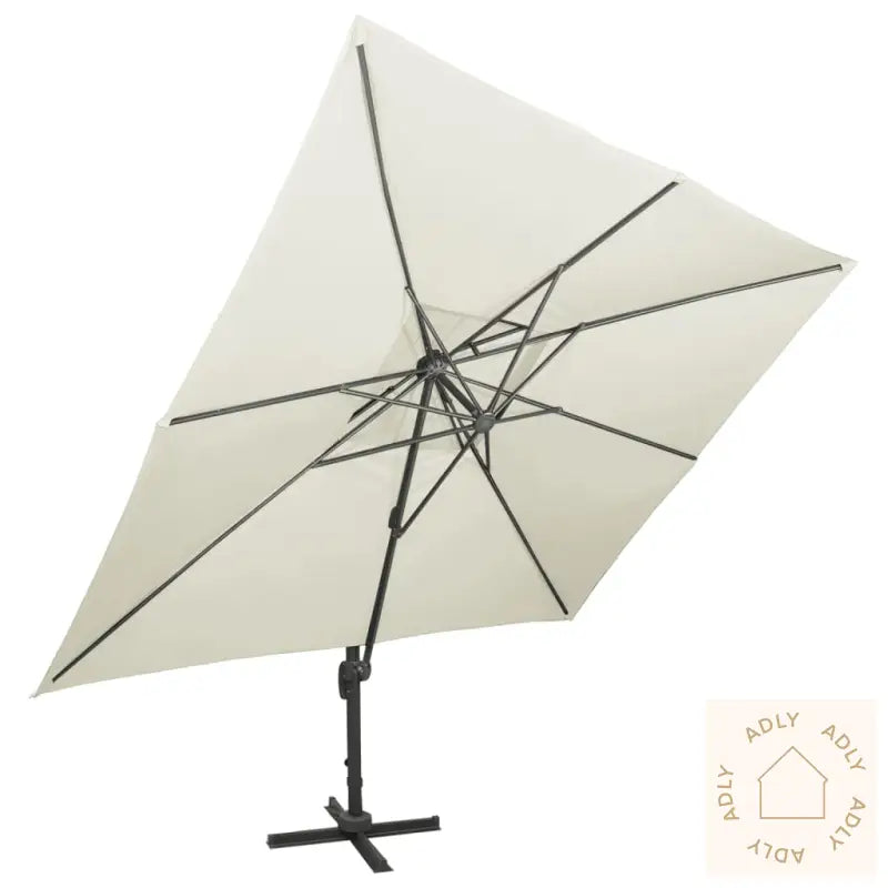 Hengende Hageparasoll Med Dobbel Topp Sand 400X300 Cm