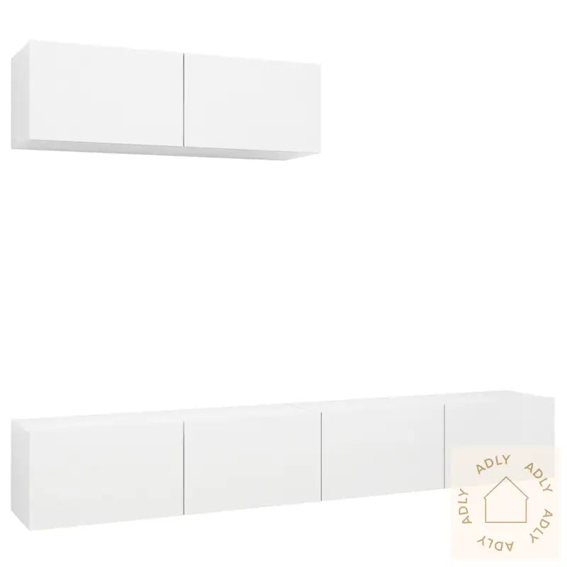 Tv-Benksett 3 Deler Hvit Konstruert Tre