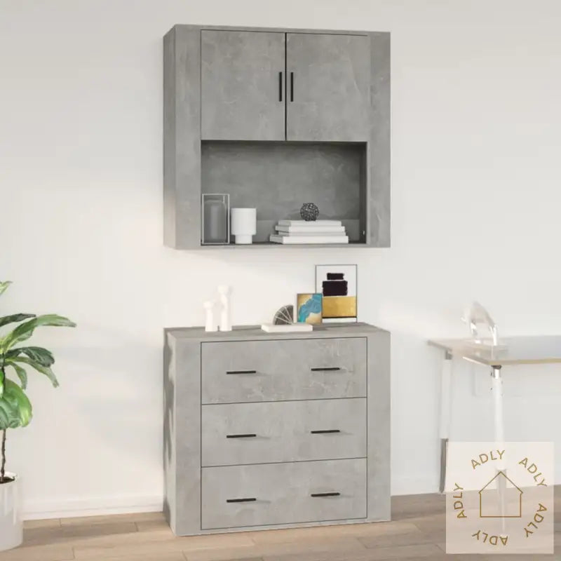Veggskap Betonggrå 80X33X80 Cm Konstruert Tre