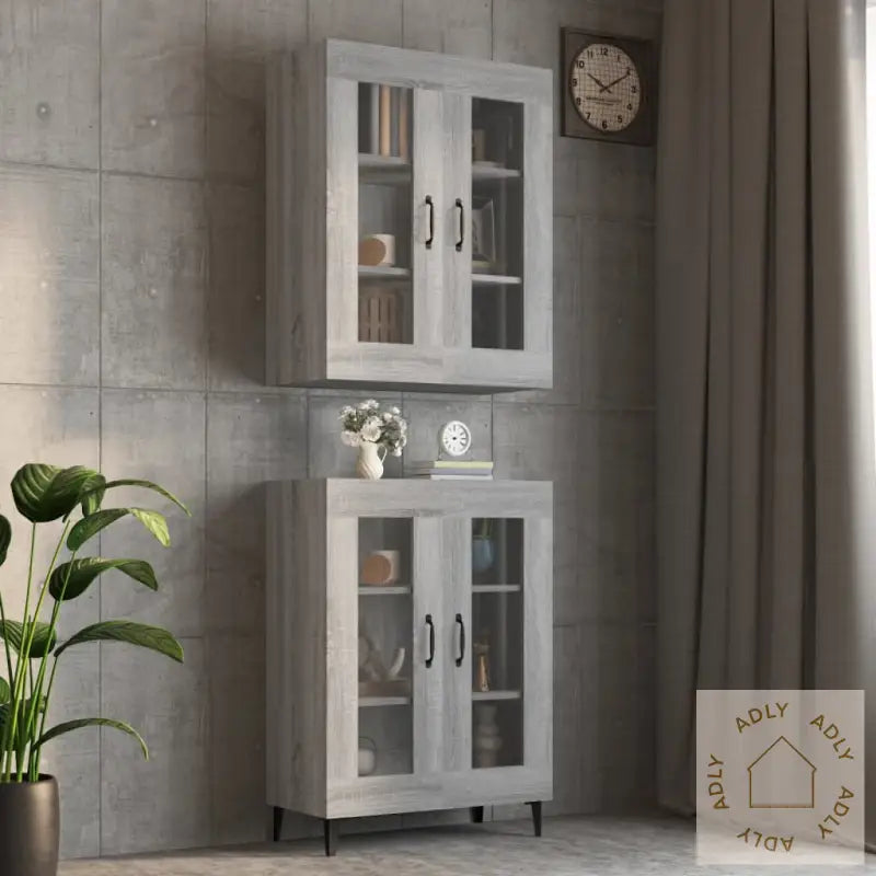 Hengende Veggskap Grå Sonoma 69,5X34X90 Cm