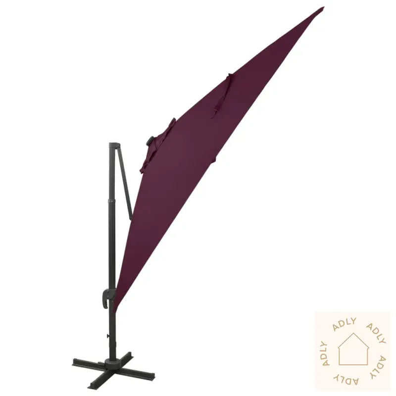 Hengende Hageparasoll Med Stang Og Led-Lys Vinrød 300 Cm