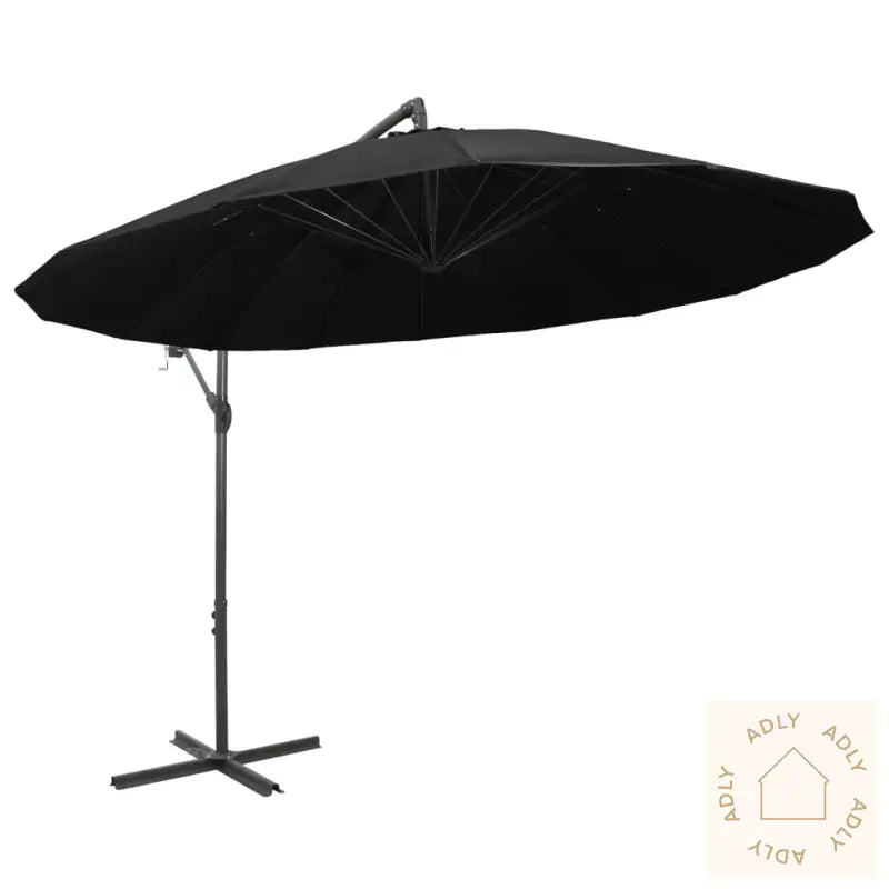 Hengeparasoll Svart 3 M Aluminiumsstang
