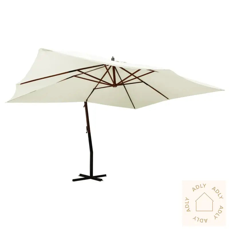 Hengende Hageparasoll Med Trestang 400X300 Cm Sandhvit
