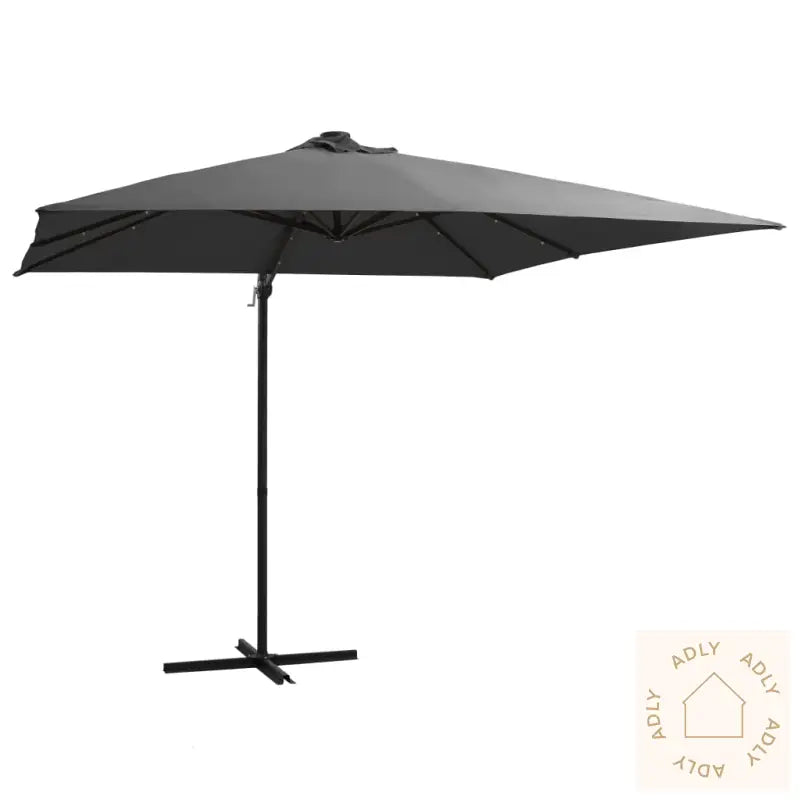 Hengende Hageparasoll Med Led Og Stålstang 250X250 Cm Antrasitt