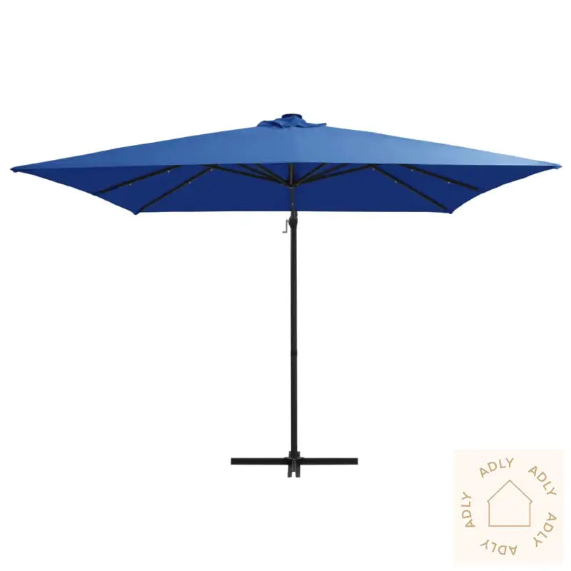 Hengende Hageparasoll Med Led Og Stålstang 250X250 Cm Asurblå