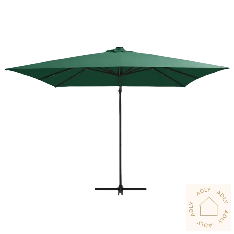 Grønt hengeparasoll med LED-lys til hagemøbler og møbler til hjemmet