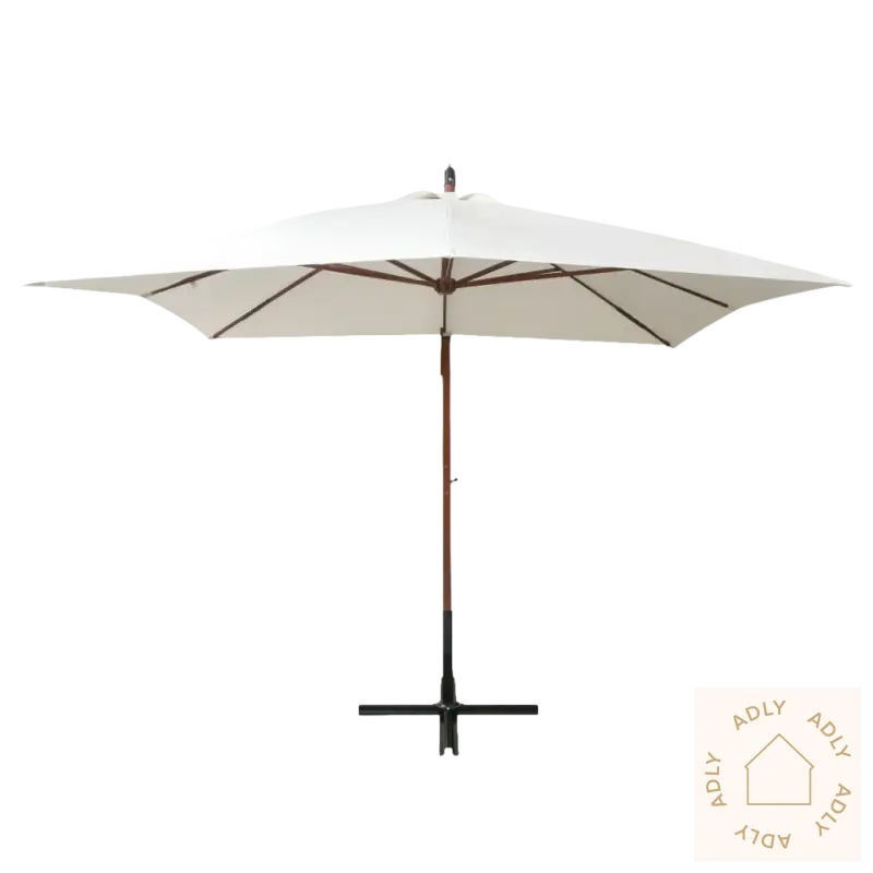 Hvitt kvadratisk hengeparasoll for hagemøbler og møbler til hjemmet