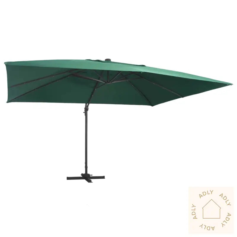 Hengende Hageparasoll Led Og Aluminiumsstang 400X300 Cm Grønn