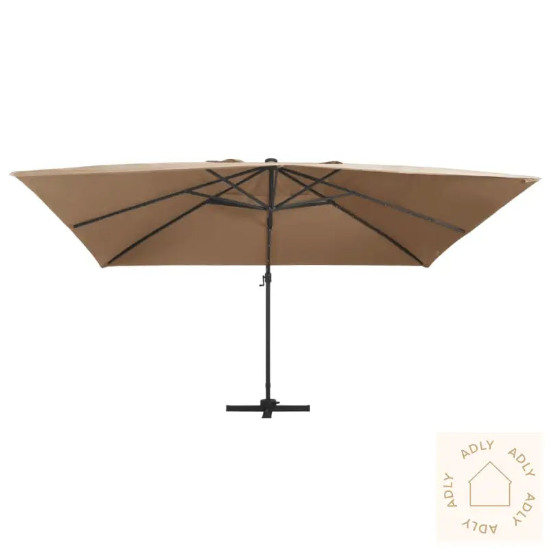Hengende Hageparasoll Led Og Aluminiumsstang 400X300 Cm Gråbrun