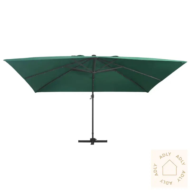 Hengende Hageparasoll Led Og Aluminiumsstang 400X300 Cm Grønn