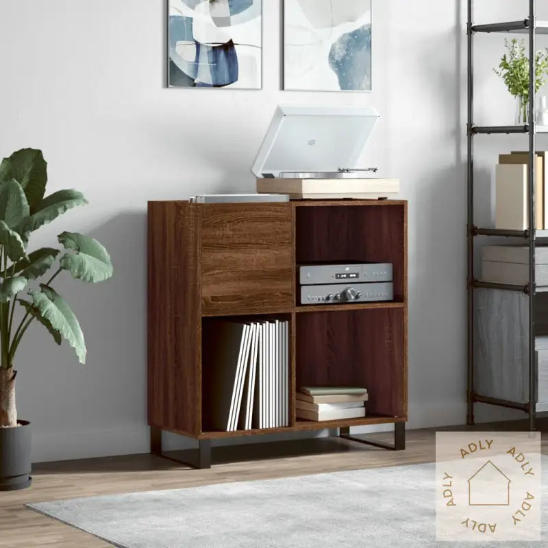 Hifi-Benk Brun Eik 84,5X38X89 Cm Konstruert Tre