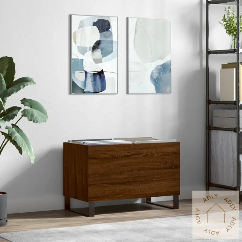 Hifi-Benk Brun Eik 74,5X38X48 Cm Konstruert Tre