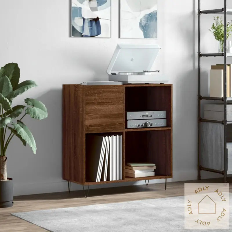 Hifi-Benk Brun Eik 84,5X38X89 Cm Konstruert Tre
