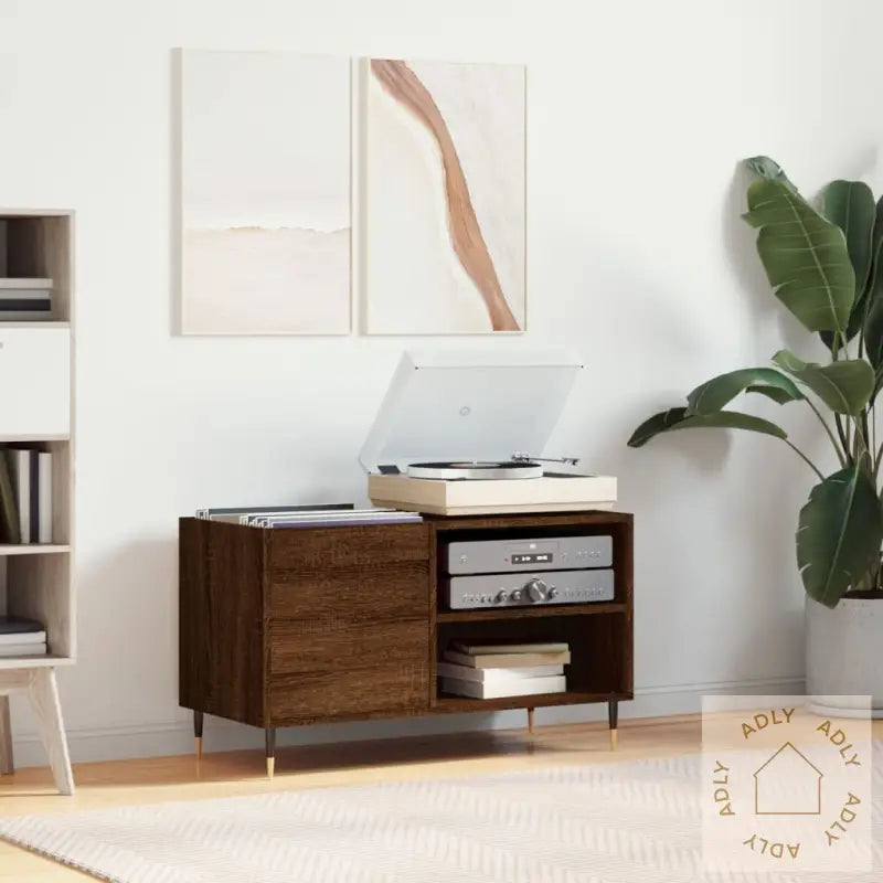 Hifi-Benk Brun Eik 85X38X48 Cm Konstruert Tre