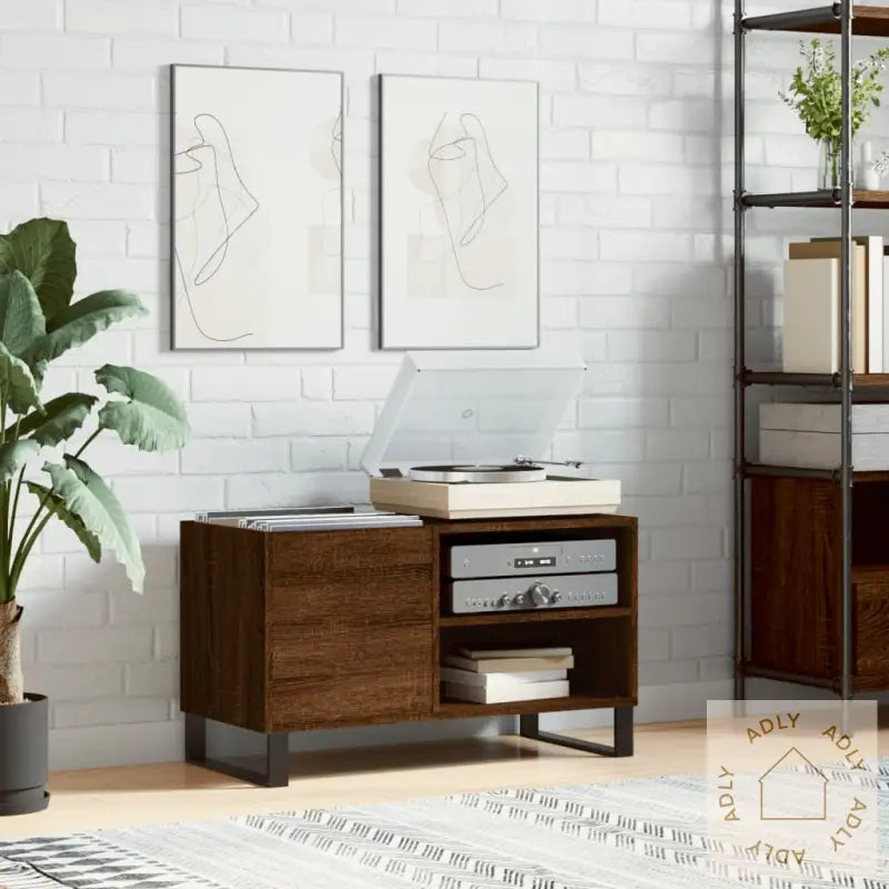 Hifi-Benk Brun Eik 85X38X48 Cm Konstruert Tre