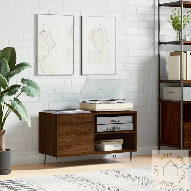 Hifi-Benk Brun Eik 85X38X48 Cm Konstruert Tre