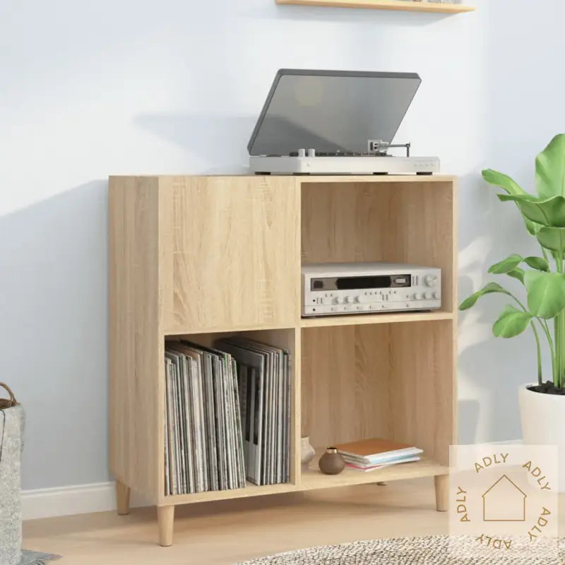 Hifi-Benk Sonoma Eik 84,5X38X89 Cm Konstruert Tre