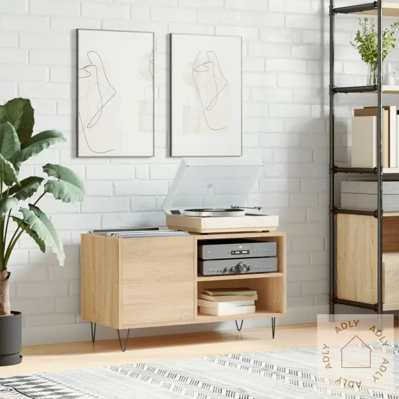 Hifi-Benk Sonoma Eik 85X38X48 Cm Konstruert Tre