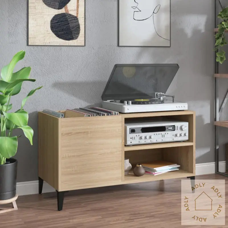 Hifi-Benk Sonoma Eik 84,5X38X48 Cm Konstruert Tre