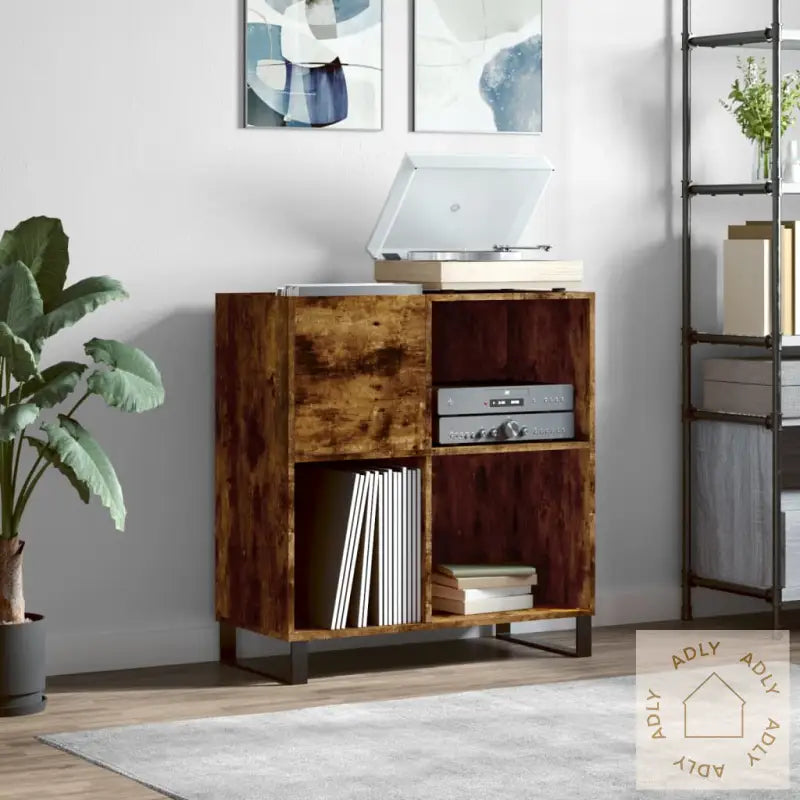 Hifi-Benk Røkt Eik 84,5X38X89 Cm Konstruert Tre