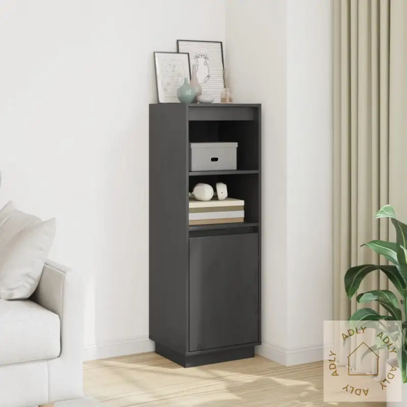 Highboard Grå 37X34X110 Cm Heltre Furu