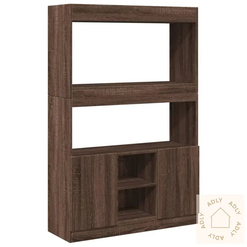 Highboard Brun Eik 92X33X140 Cm Konstruert Tre