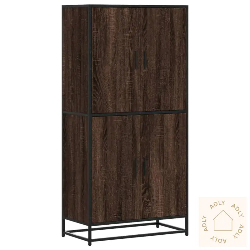 Highboard Brun Eik 68X35X139 Cm Konstruert Tre