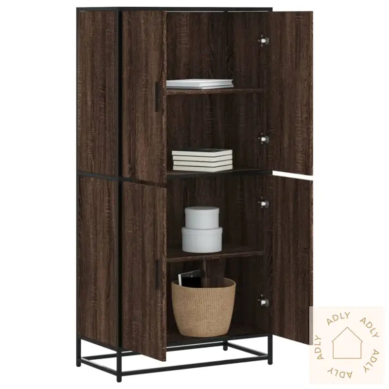 Highboard Brun Eik 68X35X139 Cm Konstruert Tre