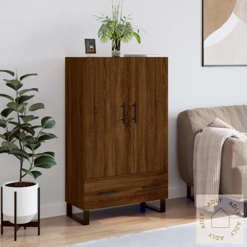 Highboard Brun Eik 69,5X31X115 Cm Konstruert Tre
