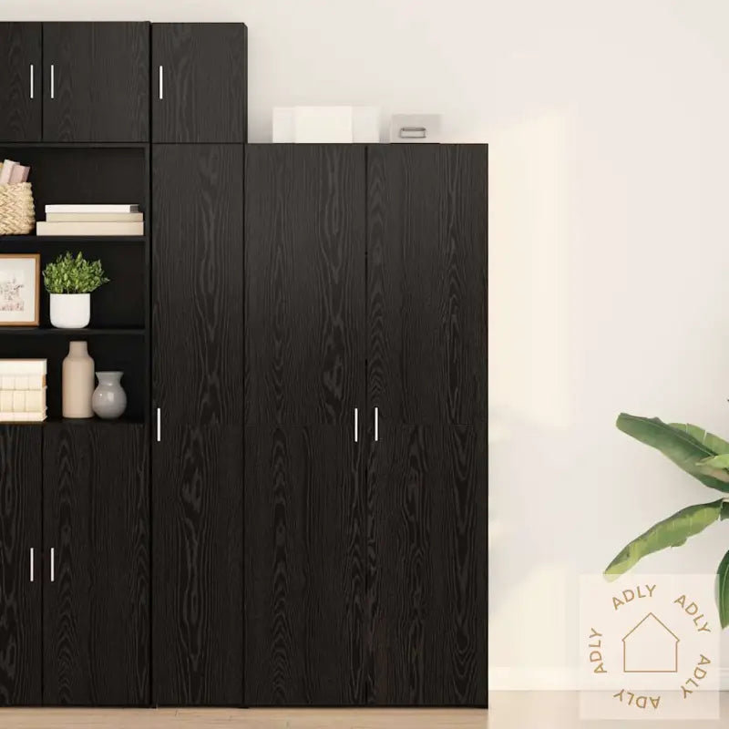 Highboard Svart Eik 40X42.5X185 Cm Treverk