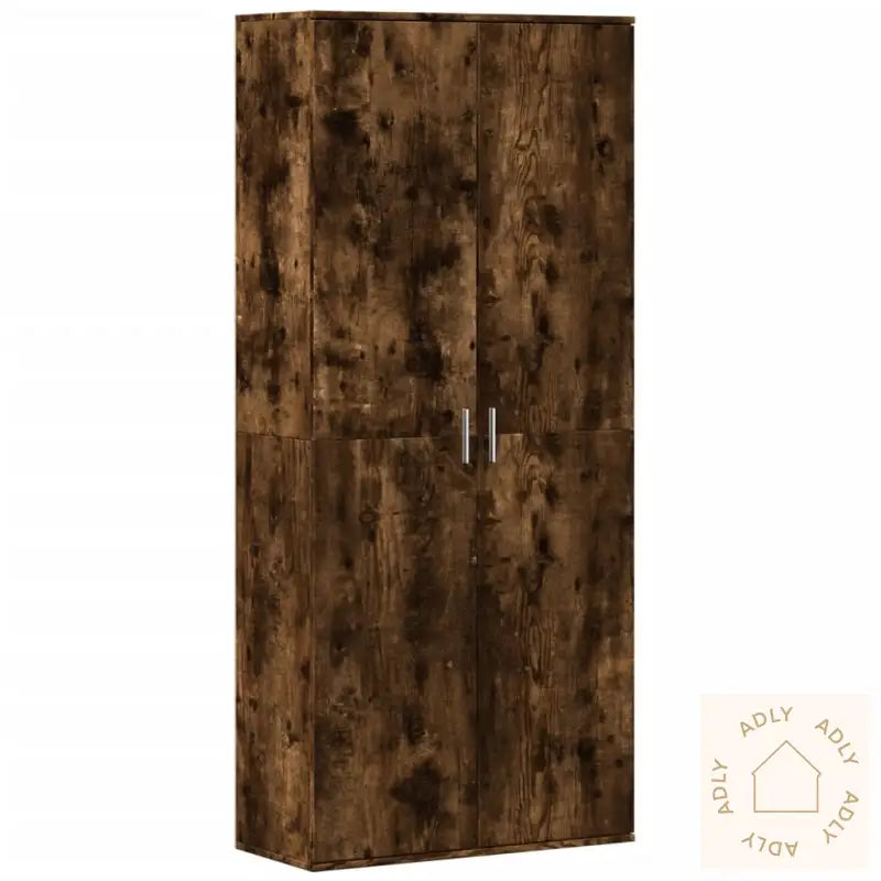 Highboard Røkt Eik 80X35X180 Cm Konstruert Tre